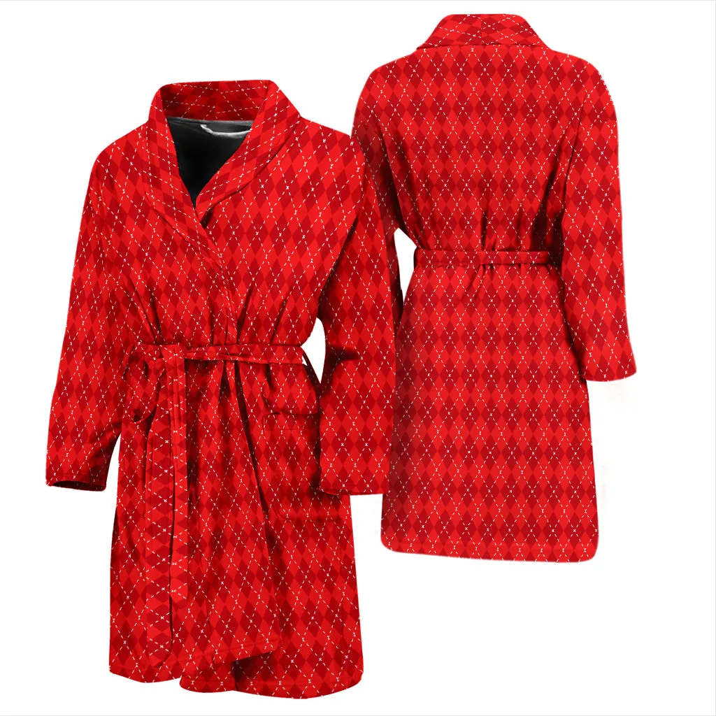 Red Argyle Mens Bathrobe