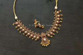 Red Kemp & Kundan Necklace Set