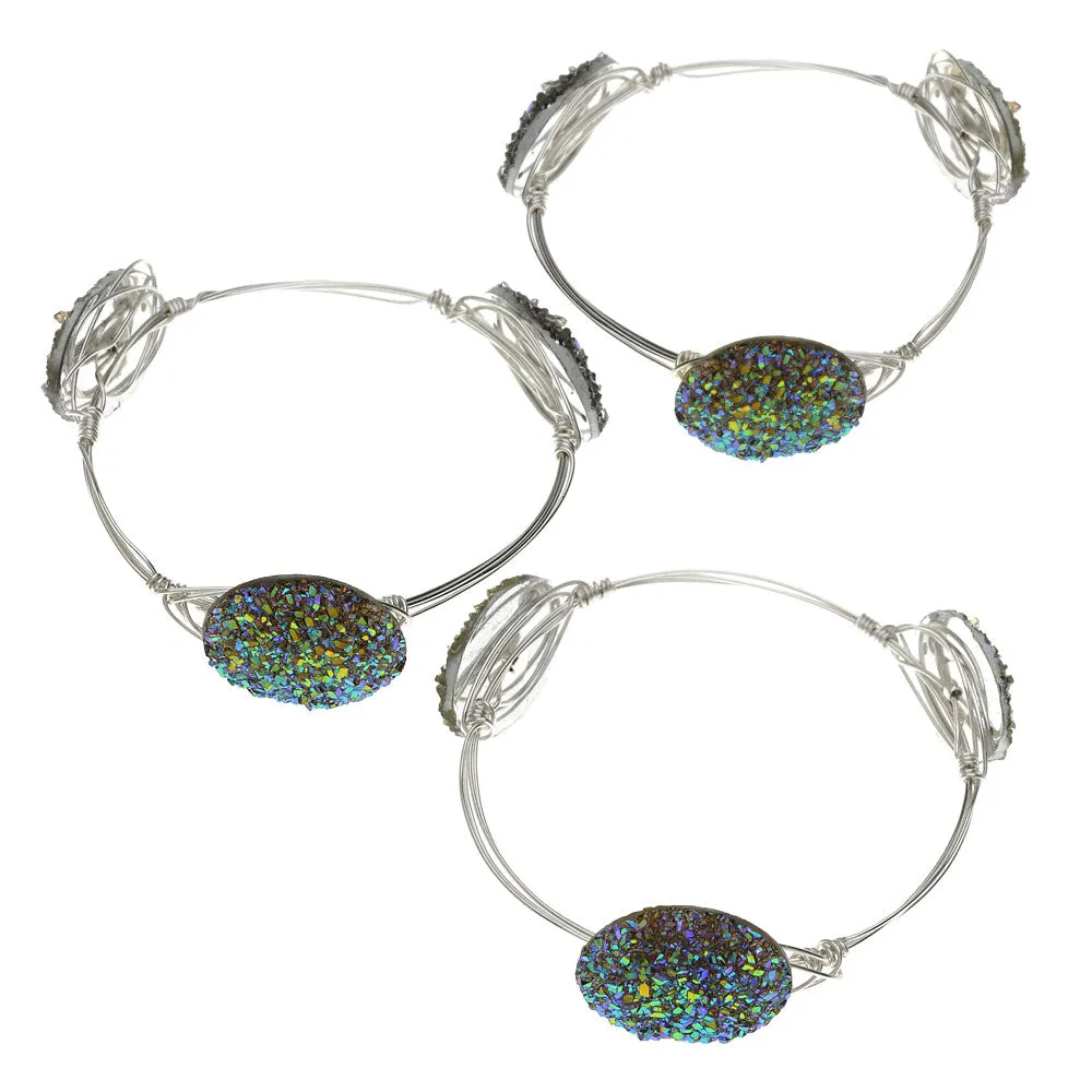 Retired - Druzy Wire Wrapped Bangle Set