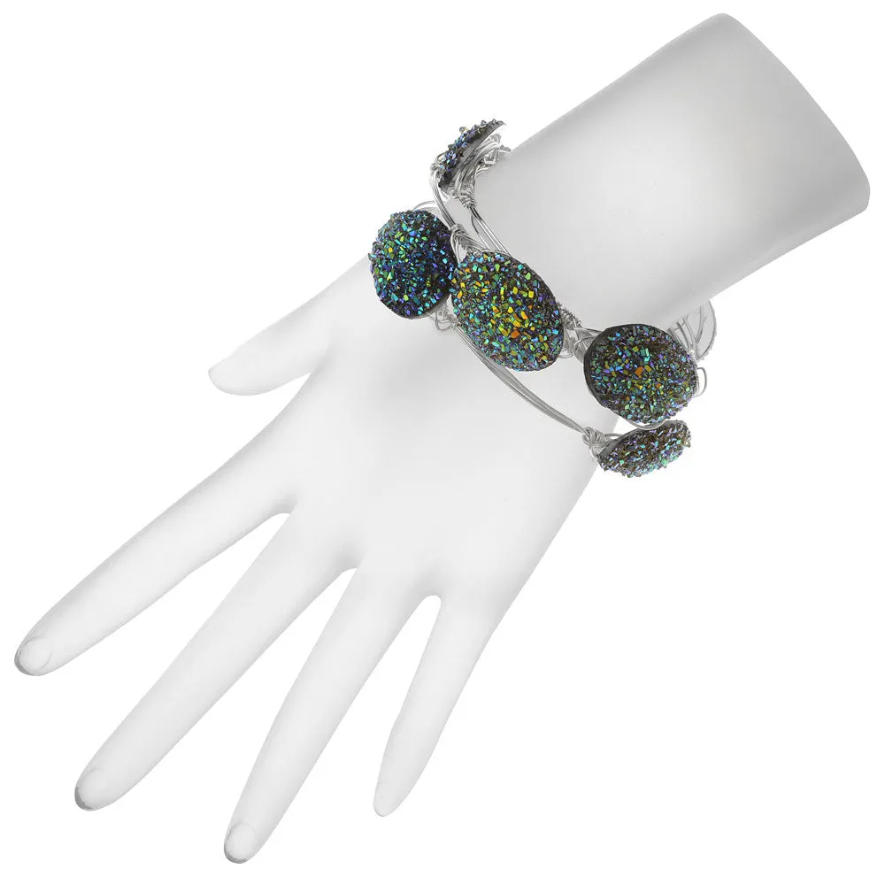 Retired - Druzy Wire Wrapped Bangle Set