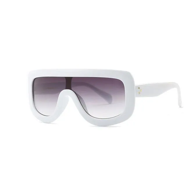 Retro Black Ladies Sunglasses with Sexy Designer Flat Top Rivet Frame