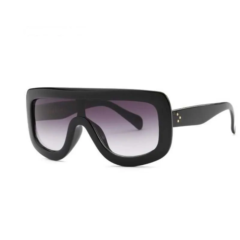 Retro Black Ladies Sunglasses with Sexy Designer Flat Top Rivet Frame