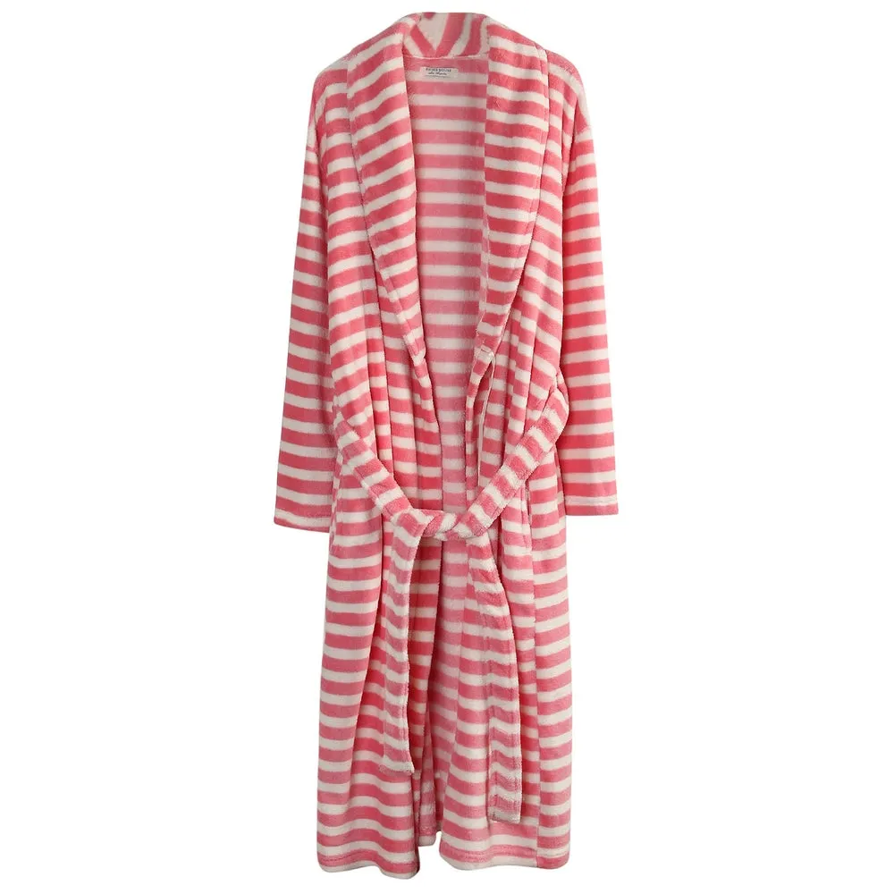 RH Luxury Women's Printed Plush Warm Shawl Collar Fleece Robe Spa Bath Loungewear RH1590