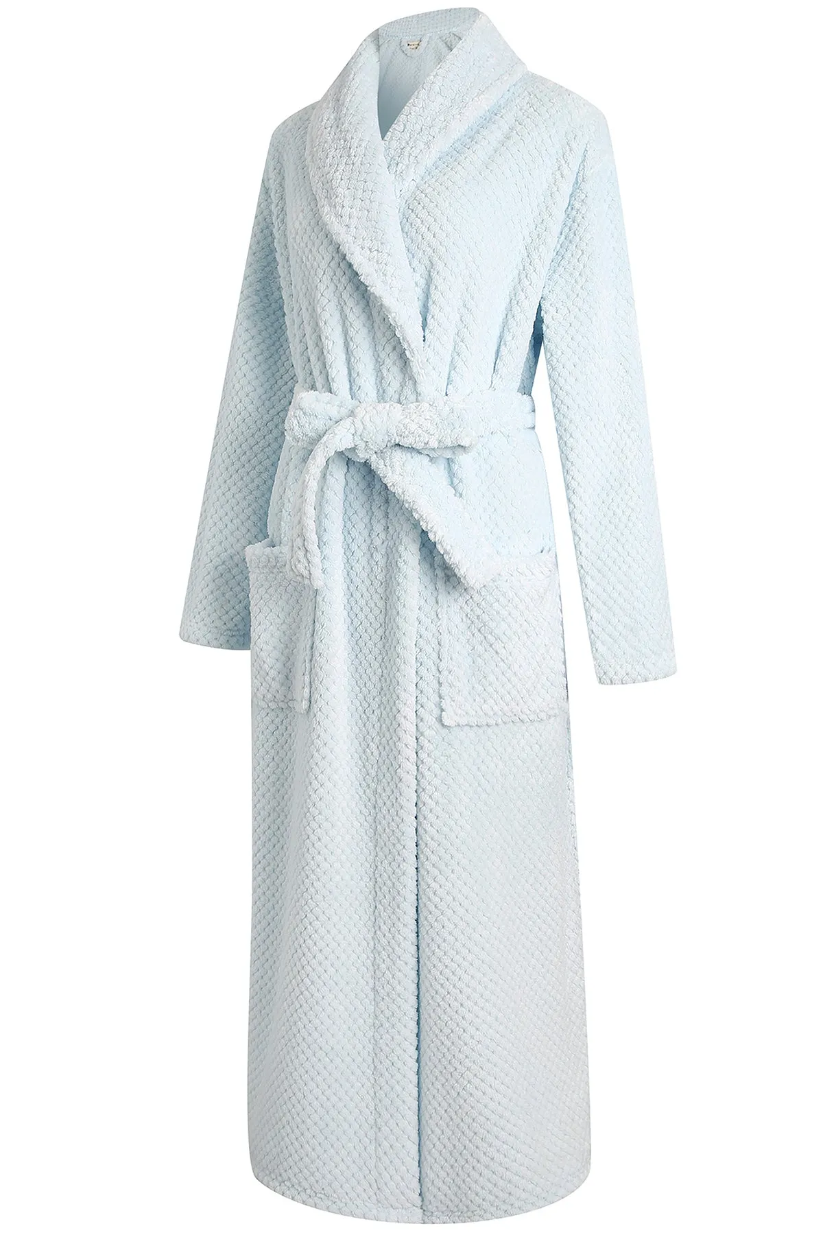 Richie House Women's Long Robe Plush Soft Warm Fleece Elegant Lounger Collar Style Bathrobe Housecoat Sleepwear for Ladies RHW28