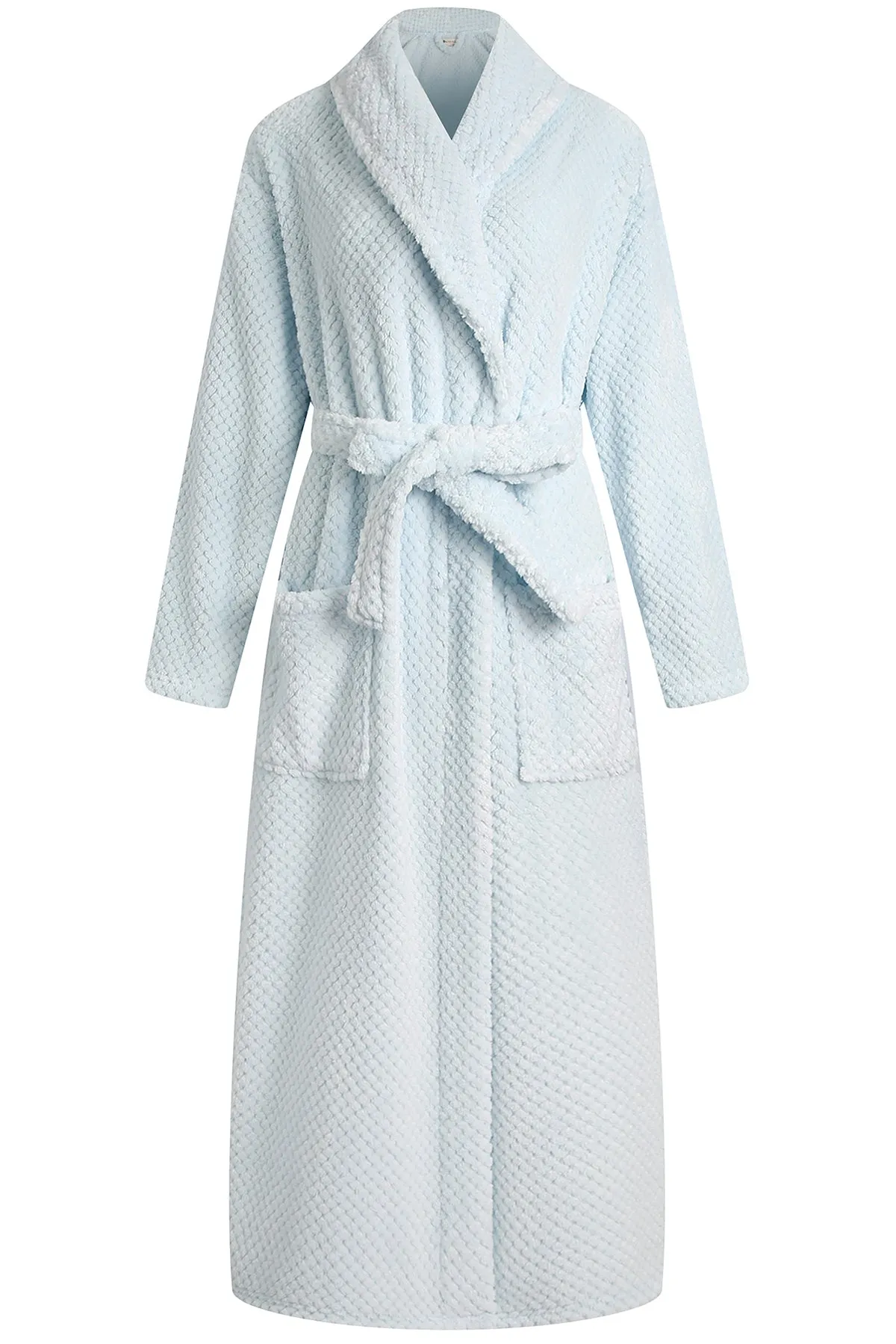 Richie House Women's Long Robe Plush Soft Warm Fleece Elegant Lounger Collar Style Bathrobe Housecoat Sleepwear for Ladies RHW28