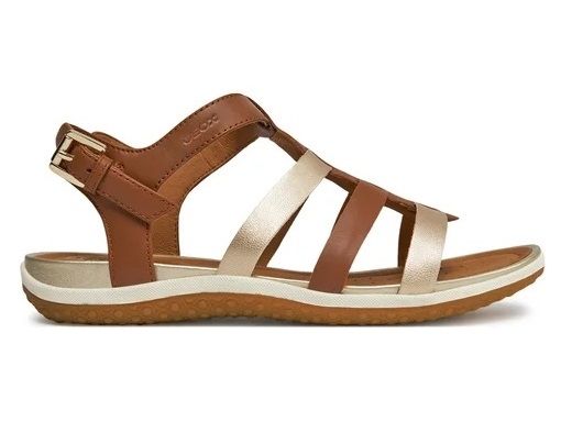 SANDALI GEOX DONNA D S.VEGA A - NAPPA+SINT.PERL.  COGNAC/LT GOLD D72R6A 085NF C6N2L