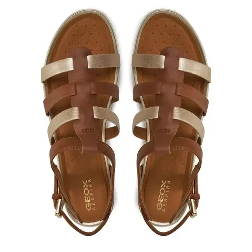 SANDALI GEOX DONNA D S.VEGA A - NAPPA+SINT.PERL.  COGNAC/LT GOLD D72R6A 085NF C6N2L