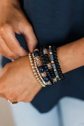 Set For Success Beaded Bracelet Set- Navy