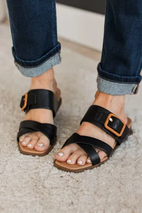 Soda Carry Sandals- Black