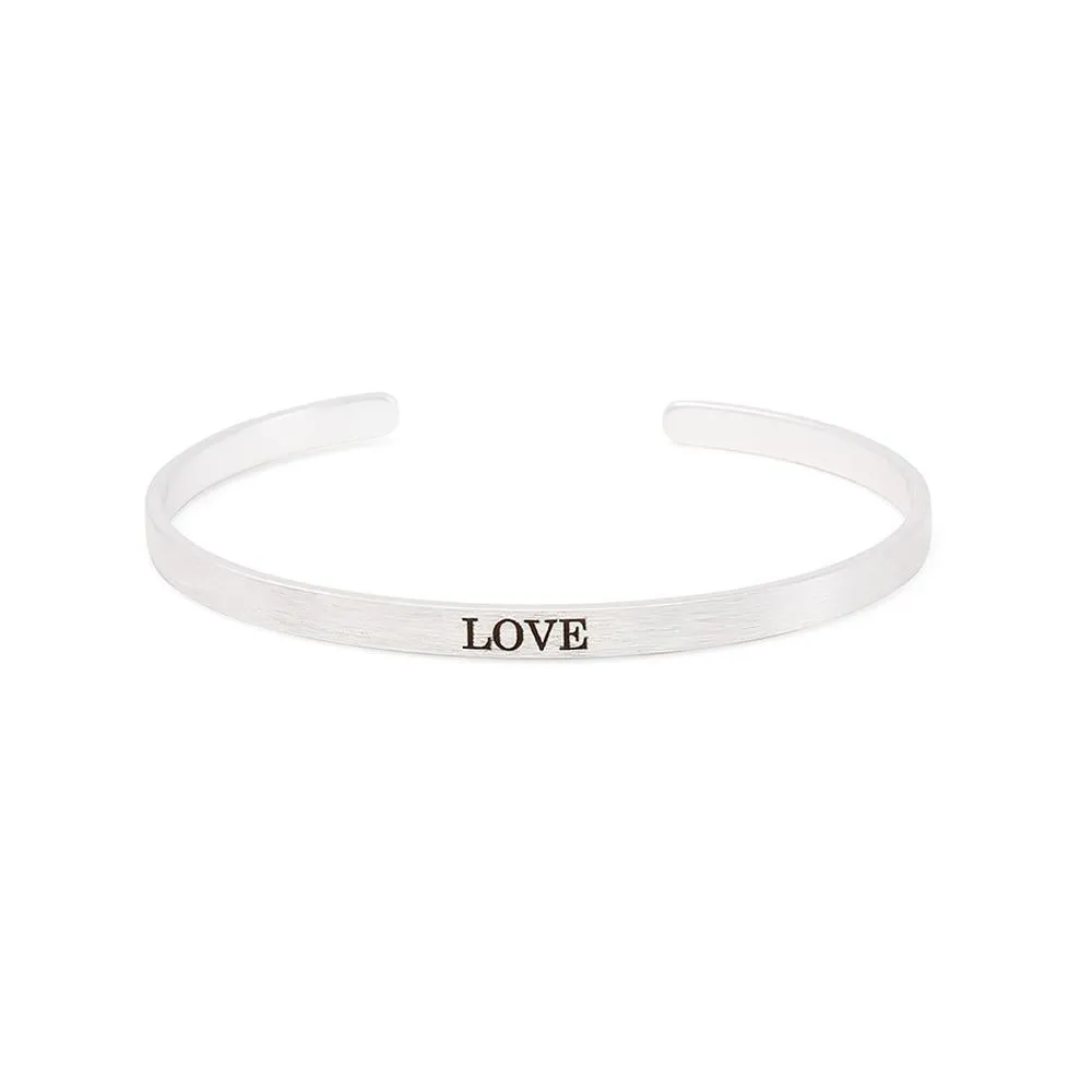 Stacka Brushed Brass Bangle LOVE 4MM Rhodium Plated