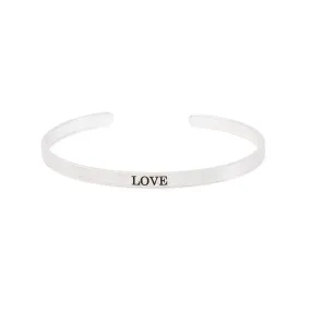 Stacka Brushed Brass Bangle LOVE 4MM Rhodium Plated