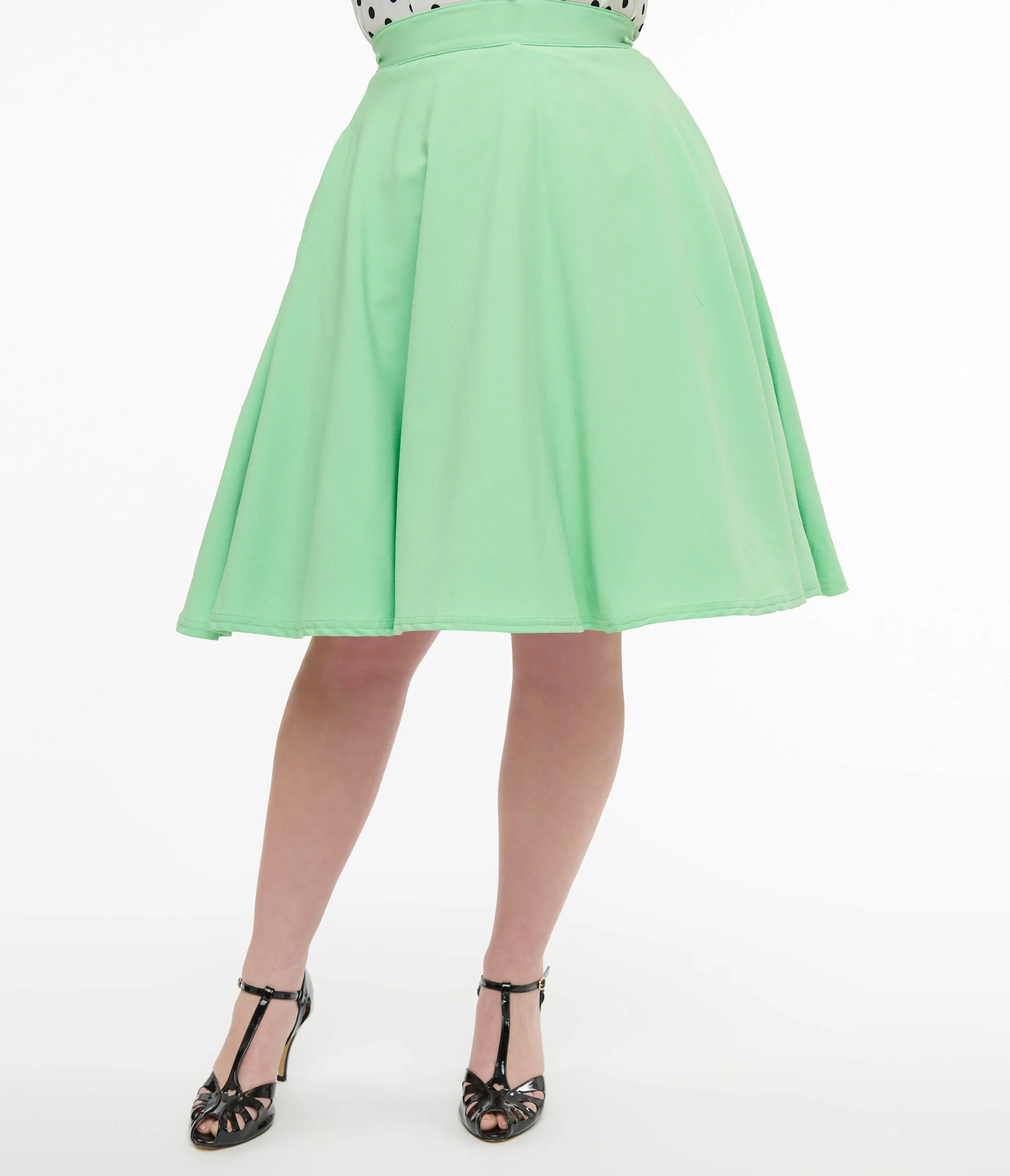 Steady 1950s Mint Green High Waist Thrills Skirt