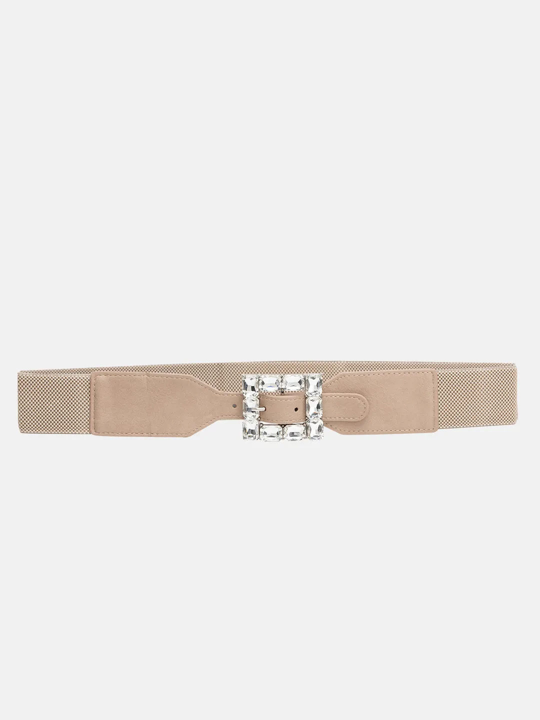 Stone Embellished Stretch Buckle Belt