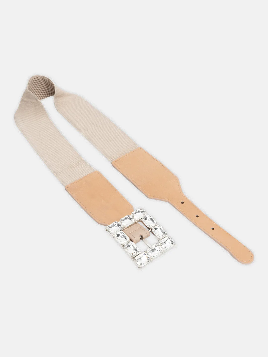 Stone Embellished Stretch Buckle Belt