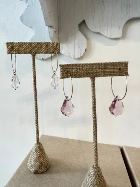 Swarovski Crystal Drop On Gold Small Hoop Earrings