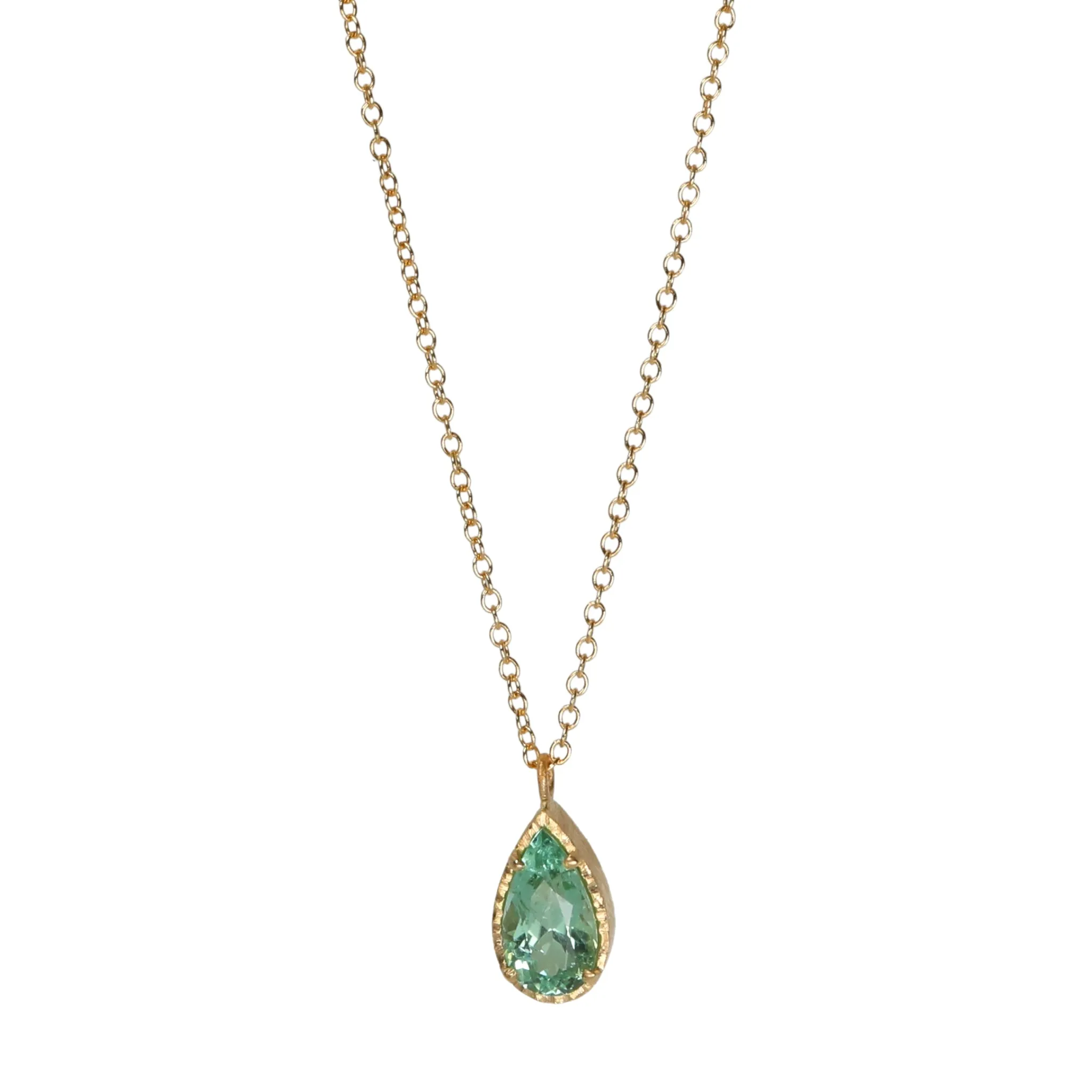 Teardrop Mint Green Tourmaline Necklace