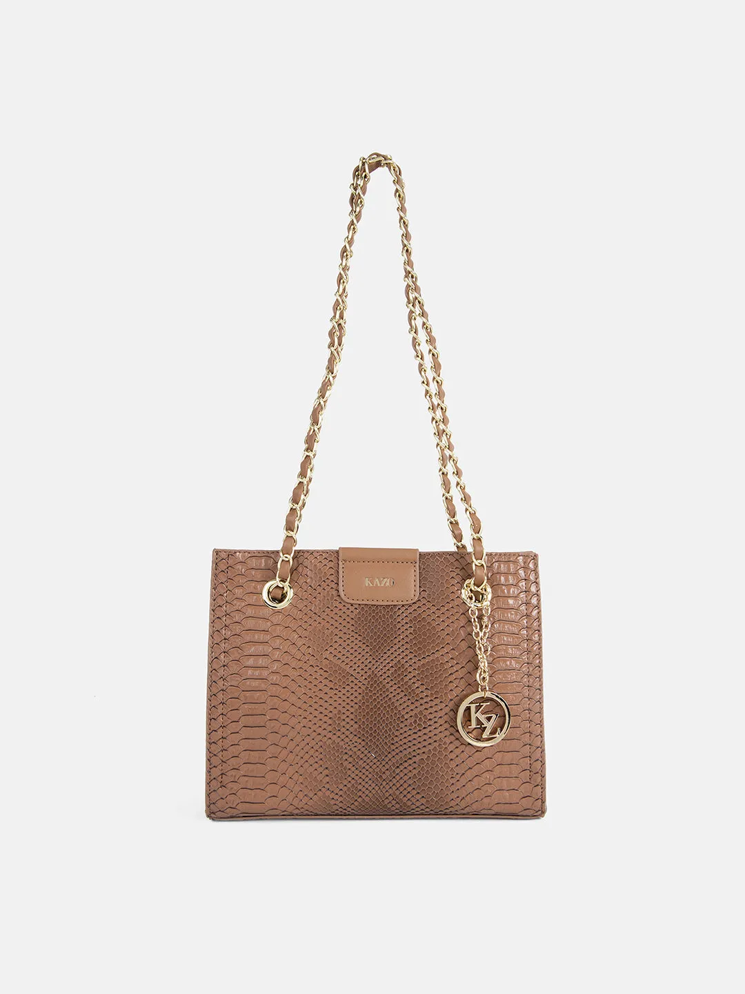 Textured Handbag With Metal Strap