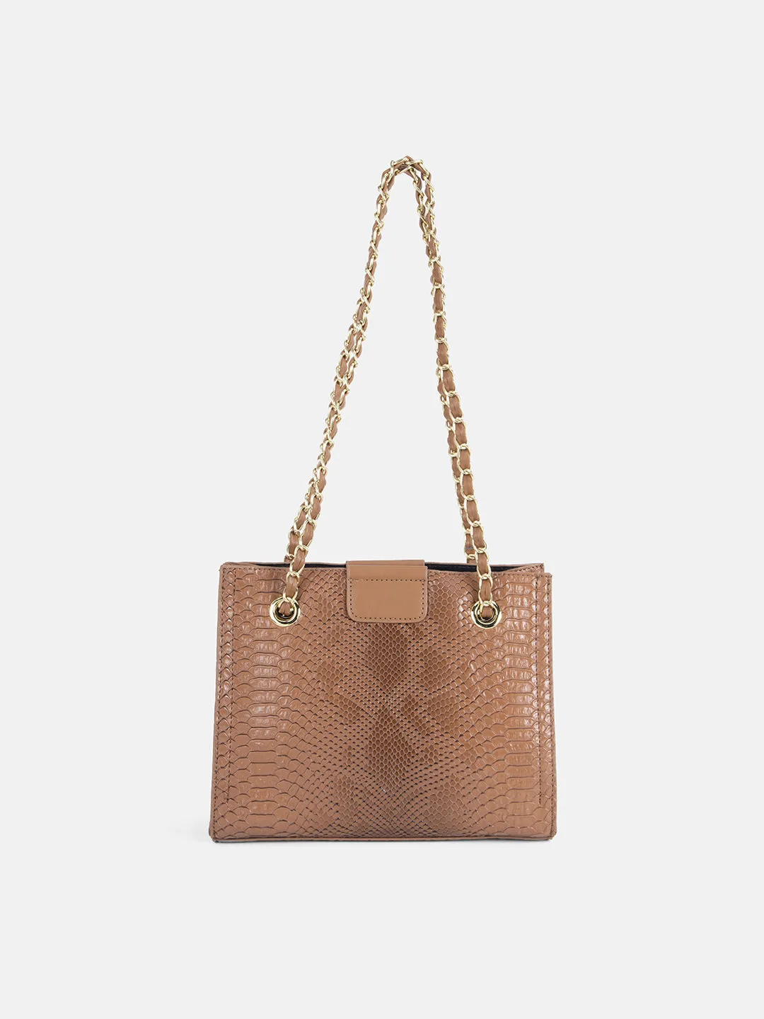 Textured Handbag With Metal Strap