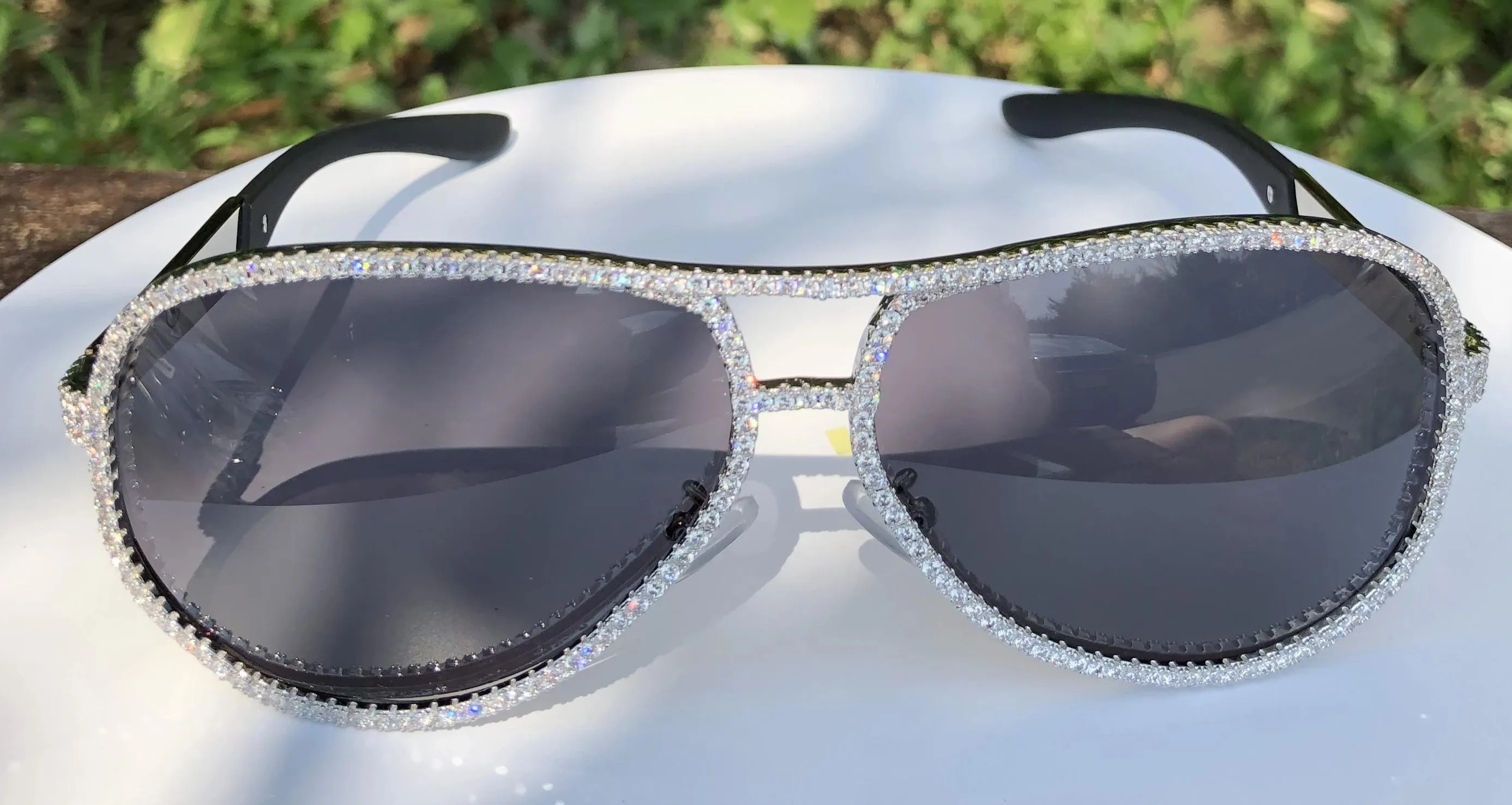 Tinted Pilot Bling Bling Sunglasses CZ Iced Out