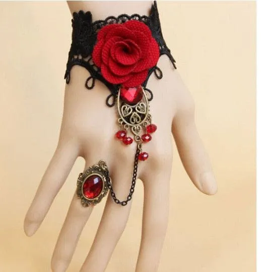 Unleash Your Inner Vampire with Victorian Gothic Red Rhinestone Charms Vampire Maxi Necklace Choker