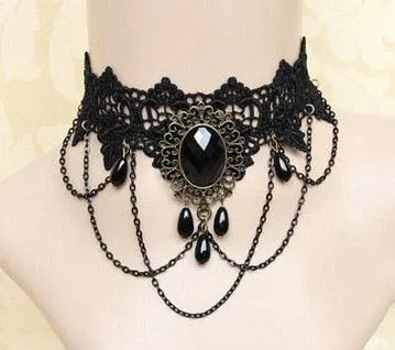 Unleash Your Inner Vampire with Victorian Gothic Red Rhinestone Charms Vampire Maxi Necklace Choker