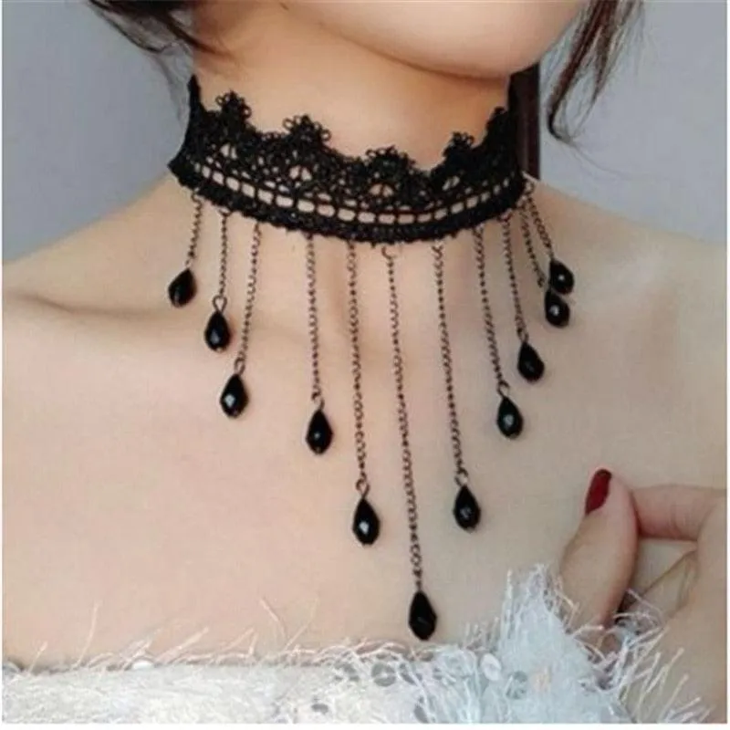 Unleash Your Inner Vampire with Victorian Gothic Red Rhinestone Charms Vampire Maxi Necklace Choker