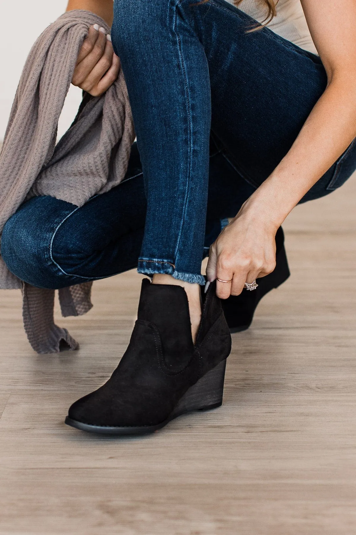 Very G Ember Wedge Booties- Black