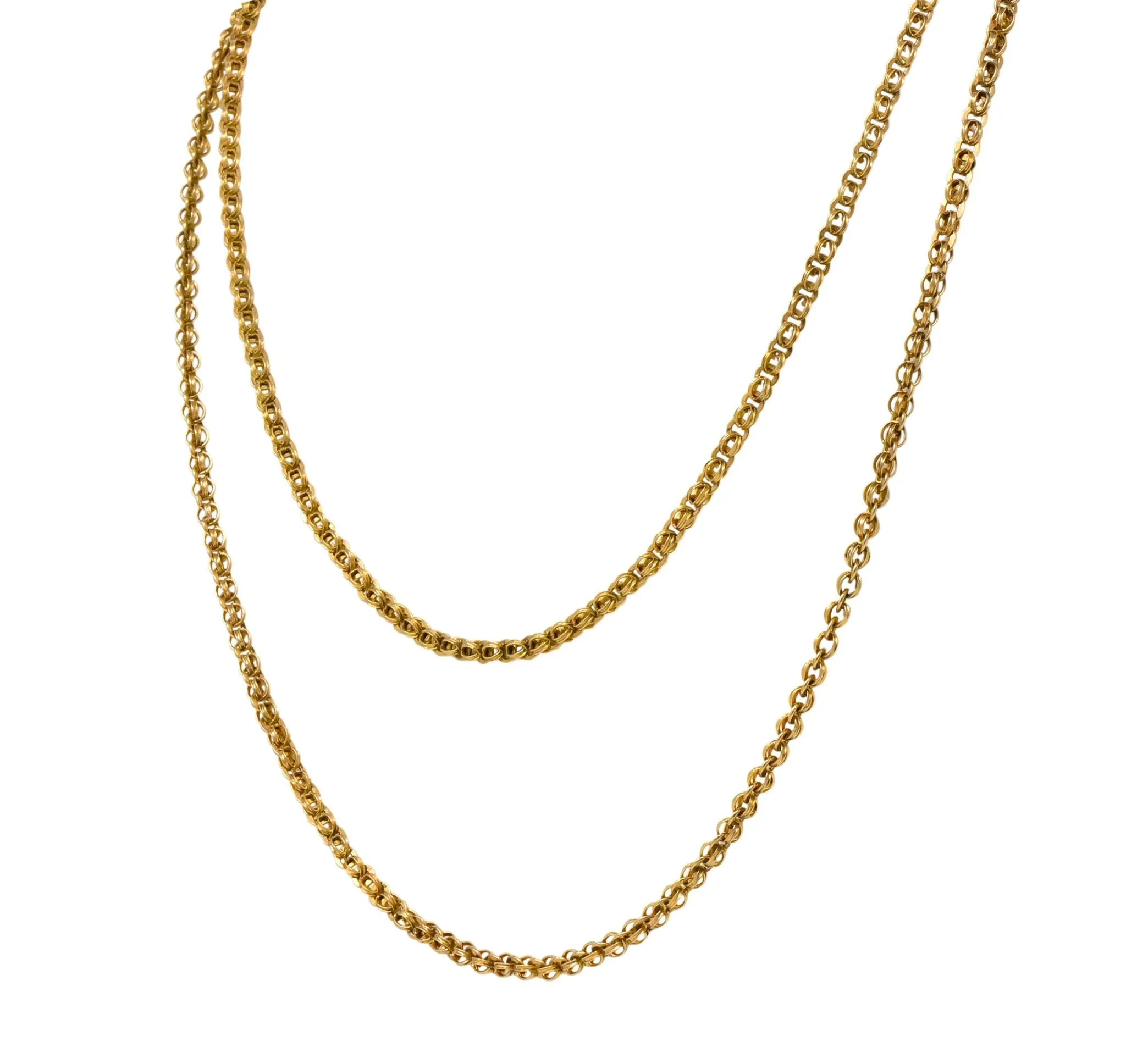 Victorian 14 Karat Gold 62 Inch Long Chain Necklace