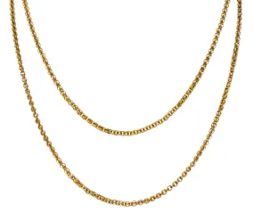 Victorian 14 Karat Gold 62 Inch Long Chain Necklace