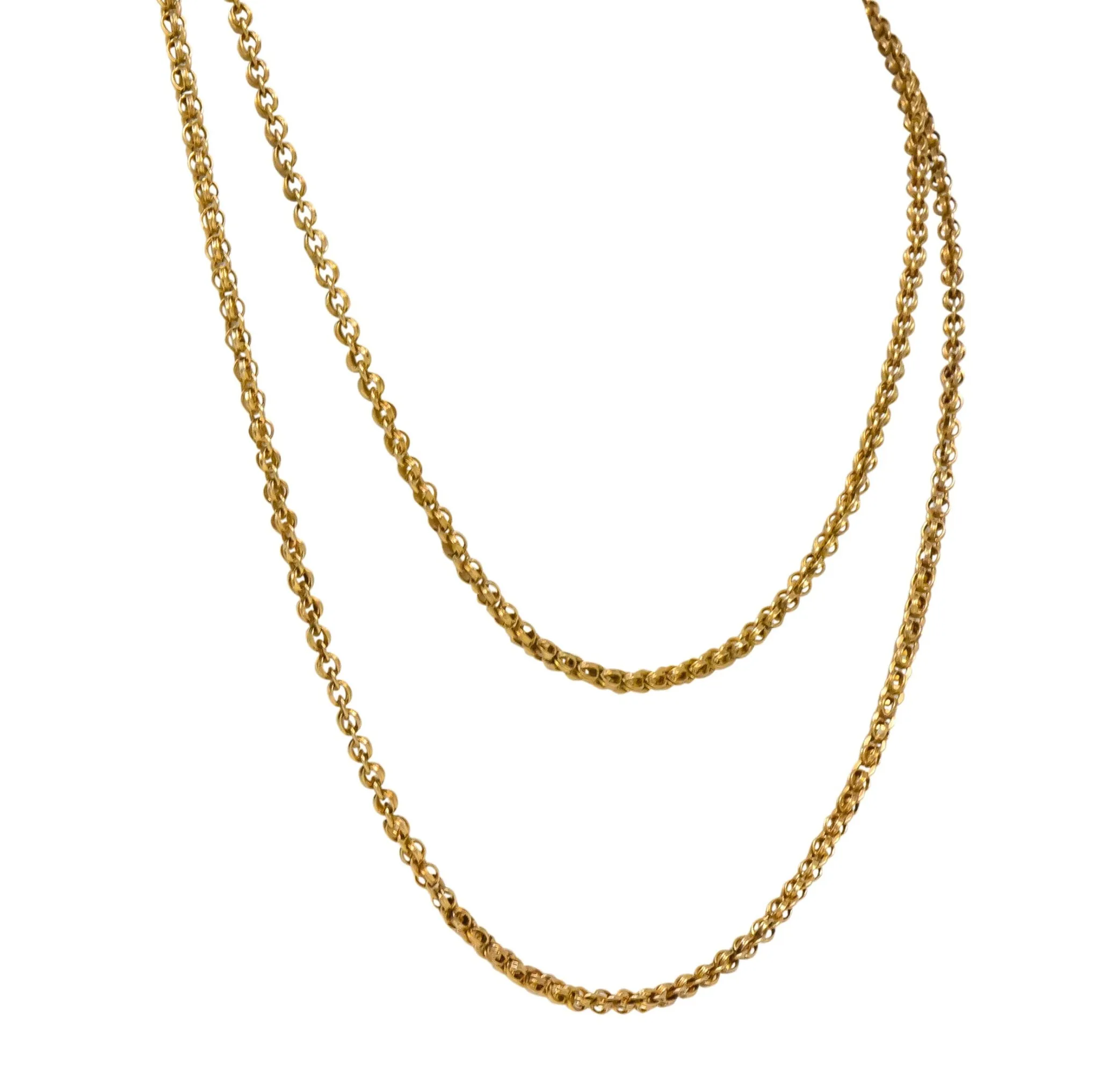 Victorian 14 Karat Gold 62 Inch Long Chain Necklace