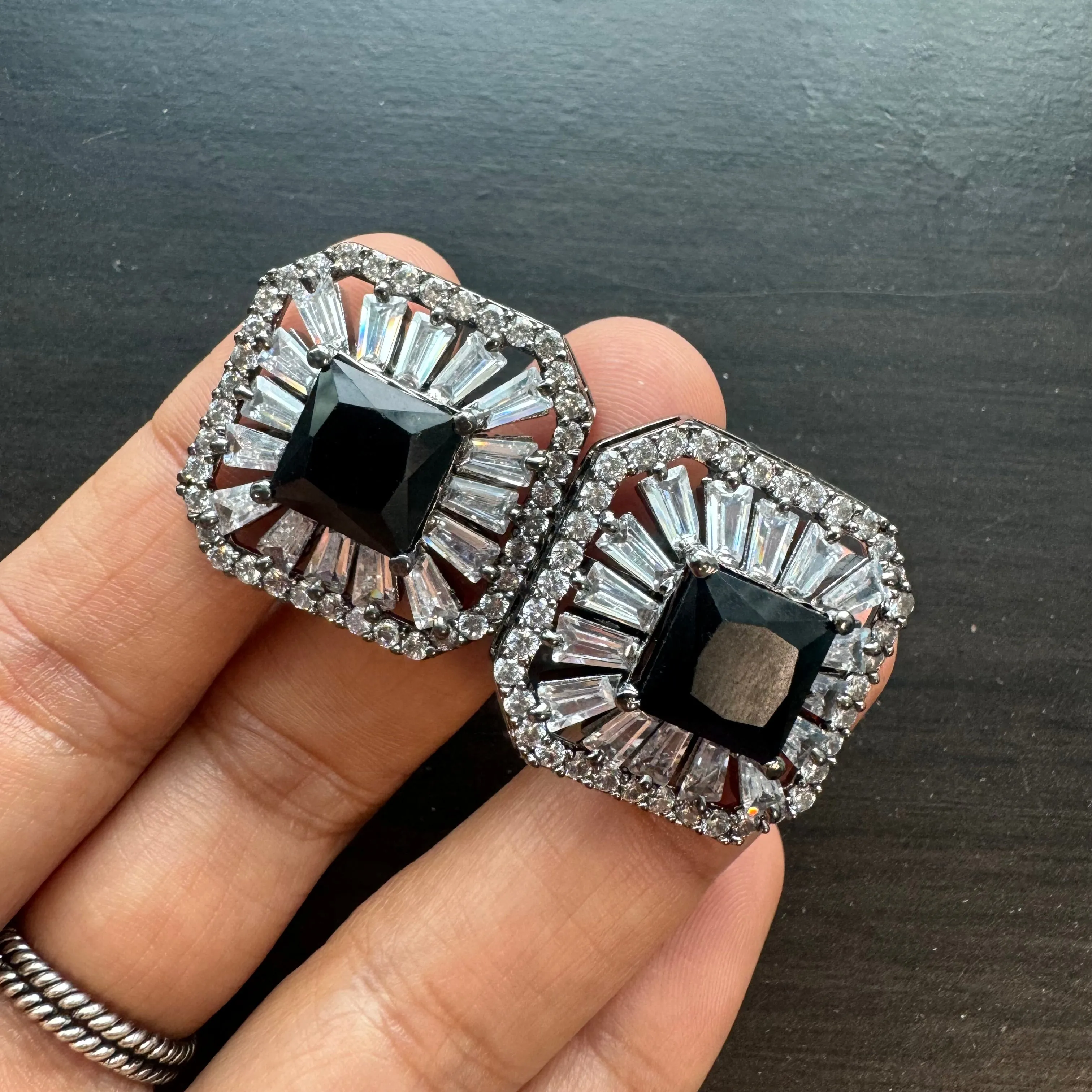 Victorian Black CZ studs