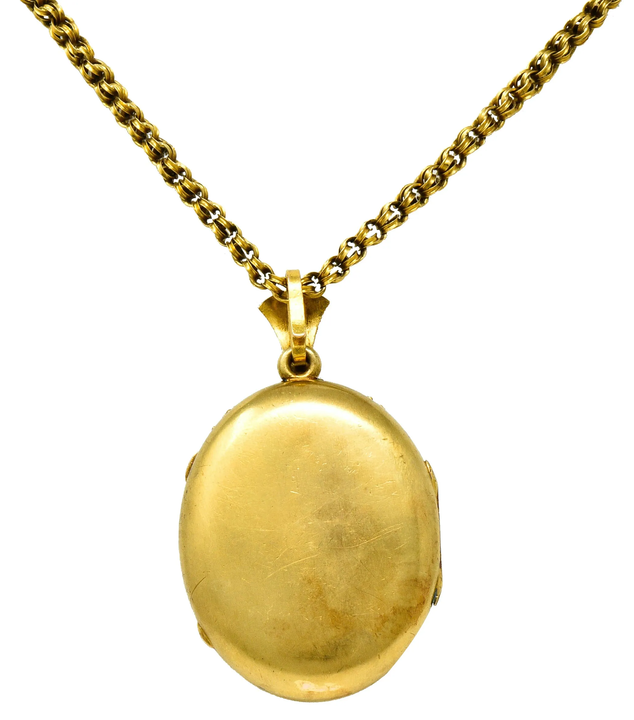 Victorian Etruscan Revival 14 & 18 Karat Gold Locket Necklace