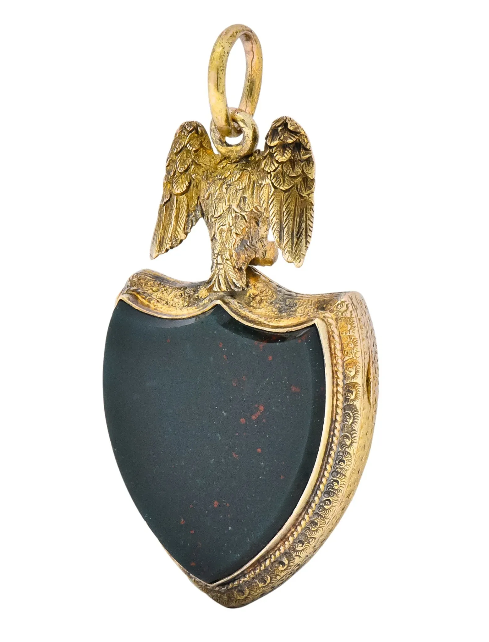 Victorian Hardstone 9 Karat Gold Eagle Shield Locket