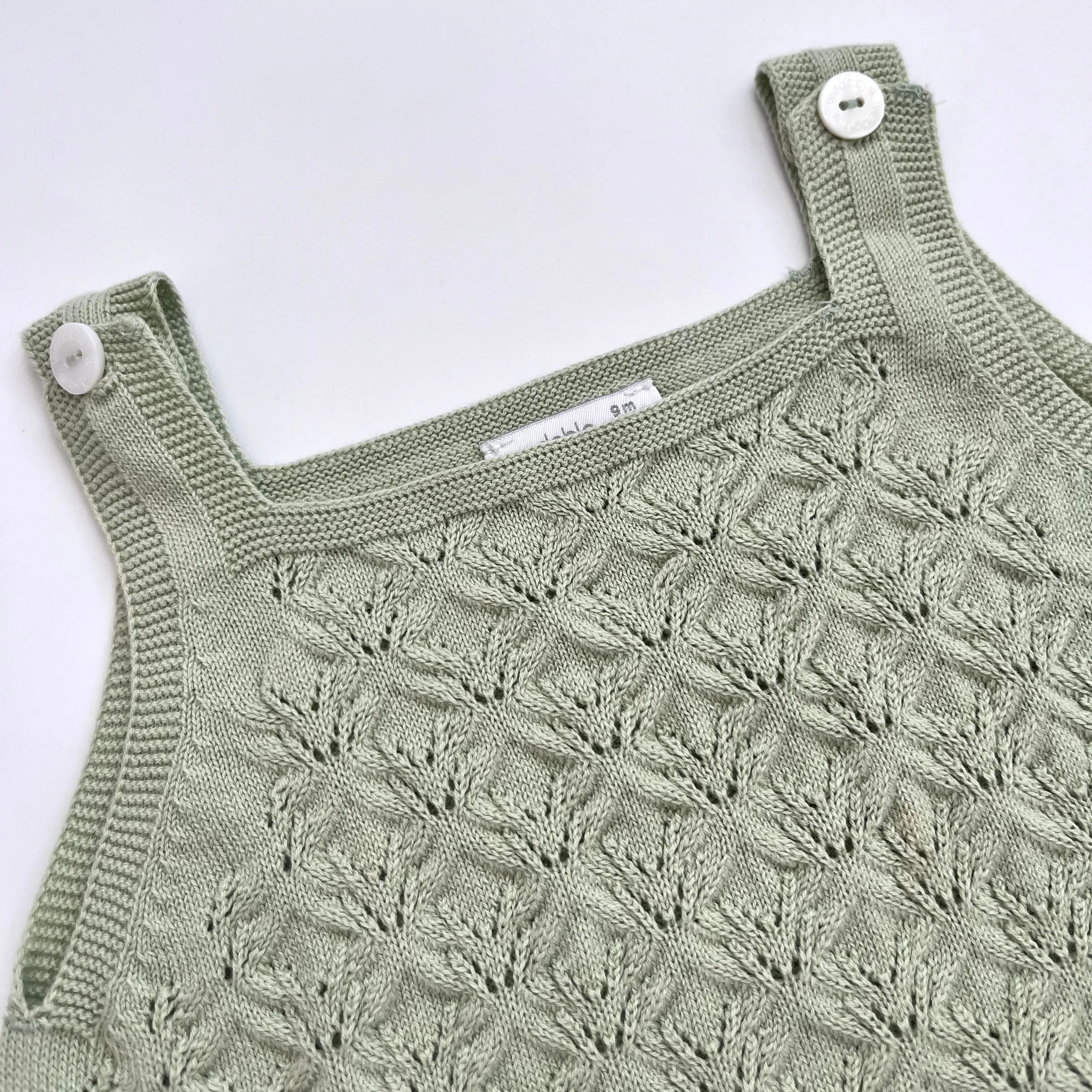 Wedobble Mint Green Knitted Romper: 9 Months