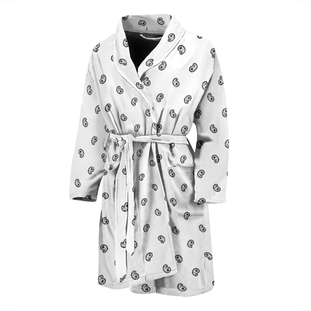 White Paisley Men's Bathrobe