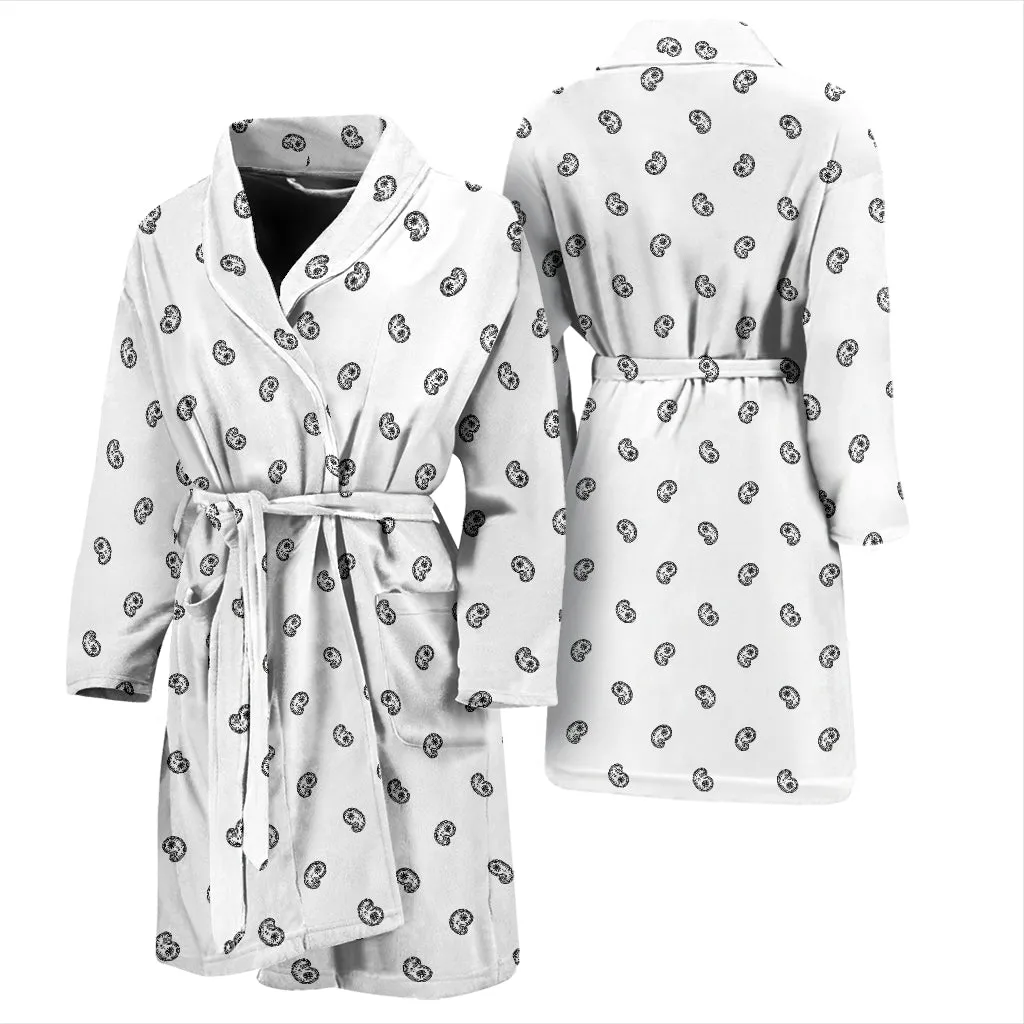 White Paisley Men's Bathrobe