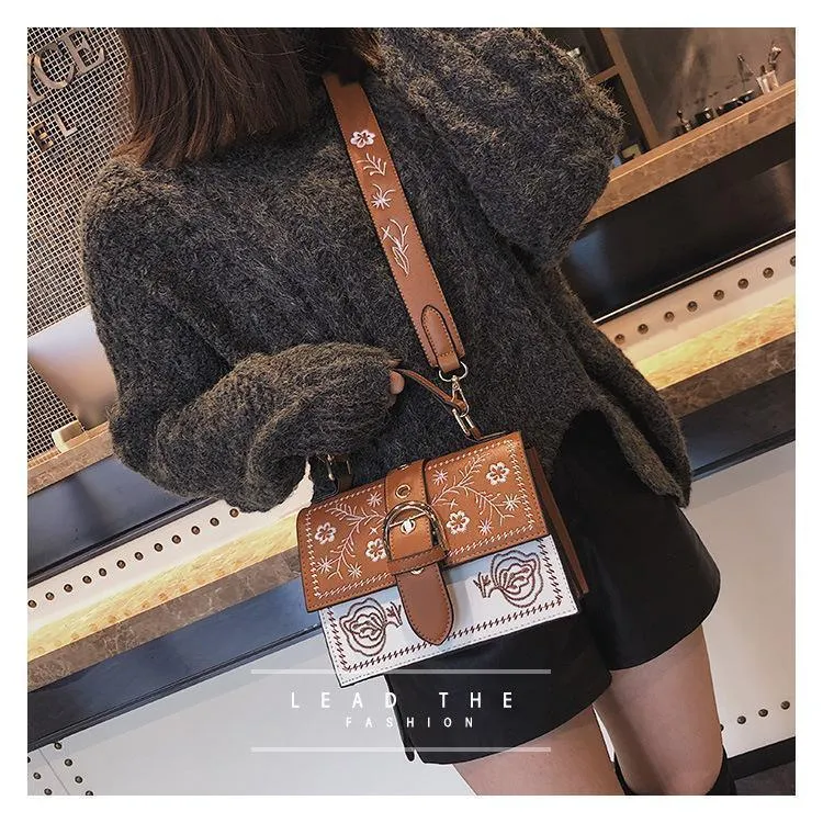 Women Bags Embroidered Flap Handbag