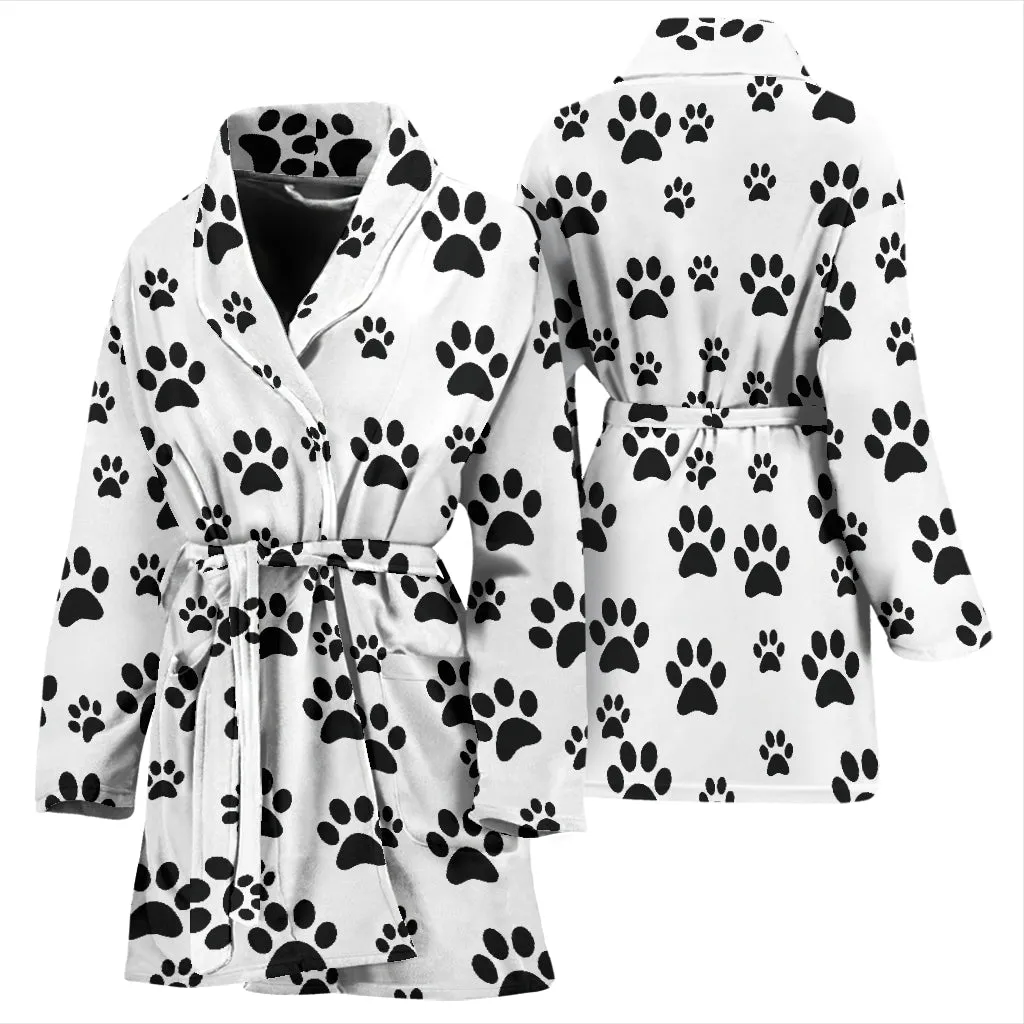 Women's bath robe paw prints