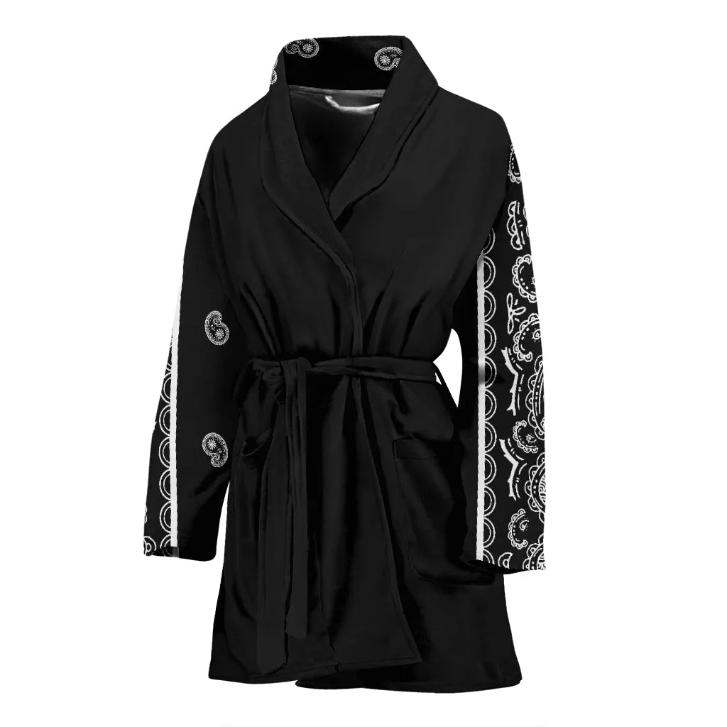 Women's Black Bandana Bathrobe