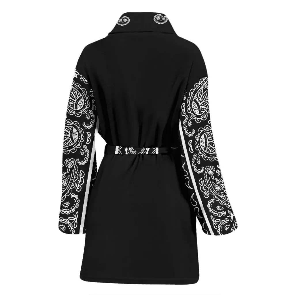 Women's Black Bandana Bathrobe