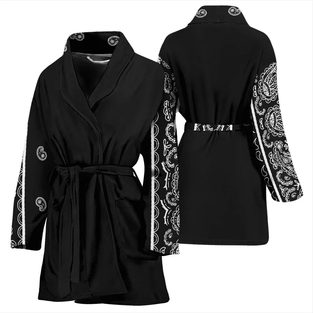 Women's Black Bandana Bathrobe