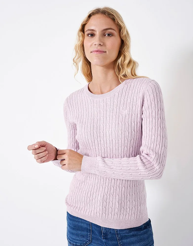 Women's Heritage Cable Knit Cotton Cashmere Crew Neck Jumper from Crew Clothing Company