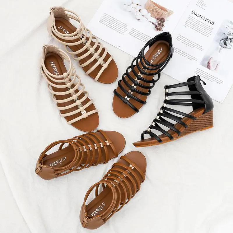 Women's Summer Fashion Sexy Hollow Fishbone Gladiator Wedge Shoes