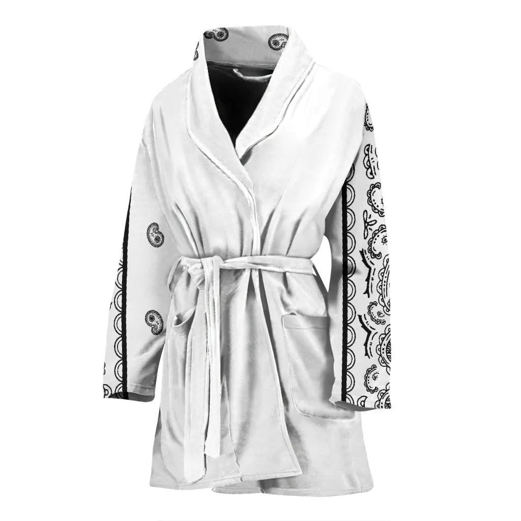 Women's White Bandana Bathrobe