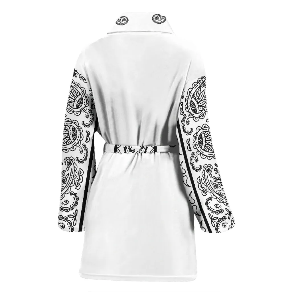 Women's White Bandana Bathrobe