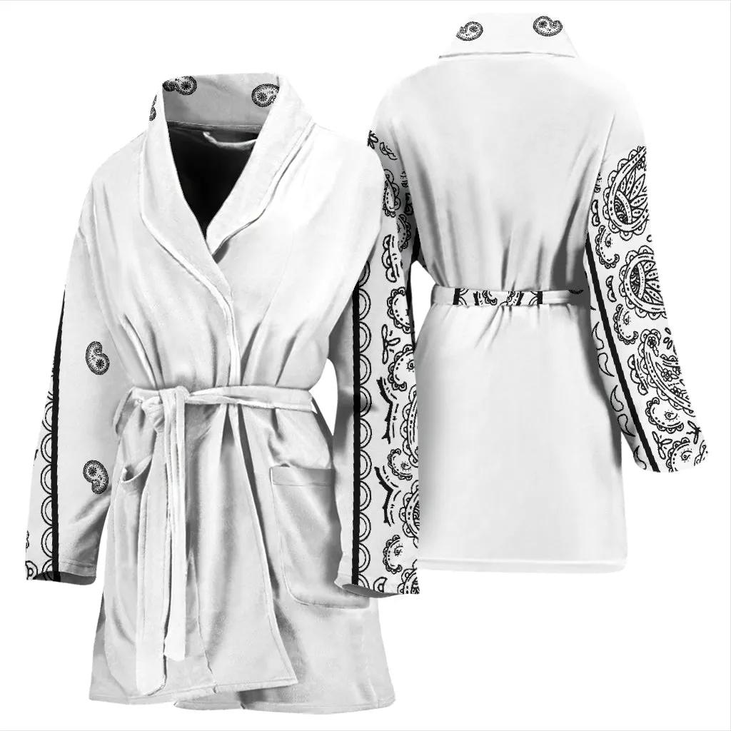 Women's White Bandana Bathrobe