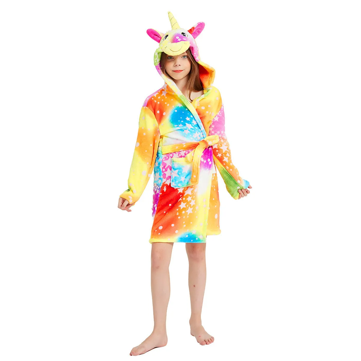 Yellow Bright Sky Unicorn Kid Bathrobe