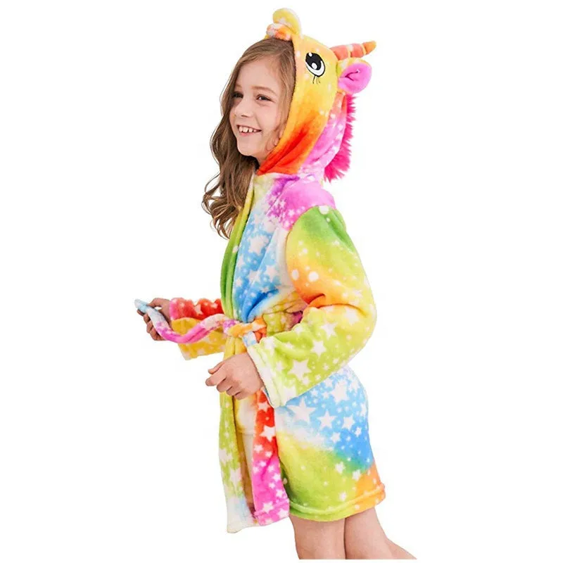 Yellow Bright Sky Unicorn Kid Bathrobe