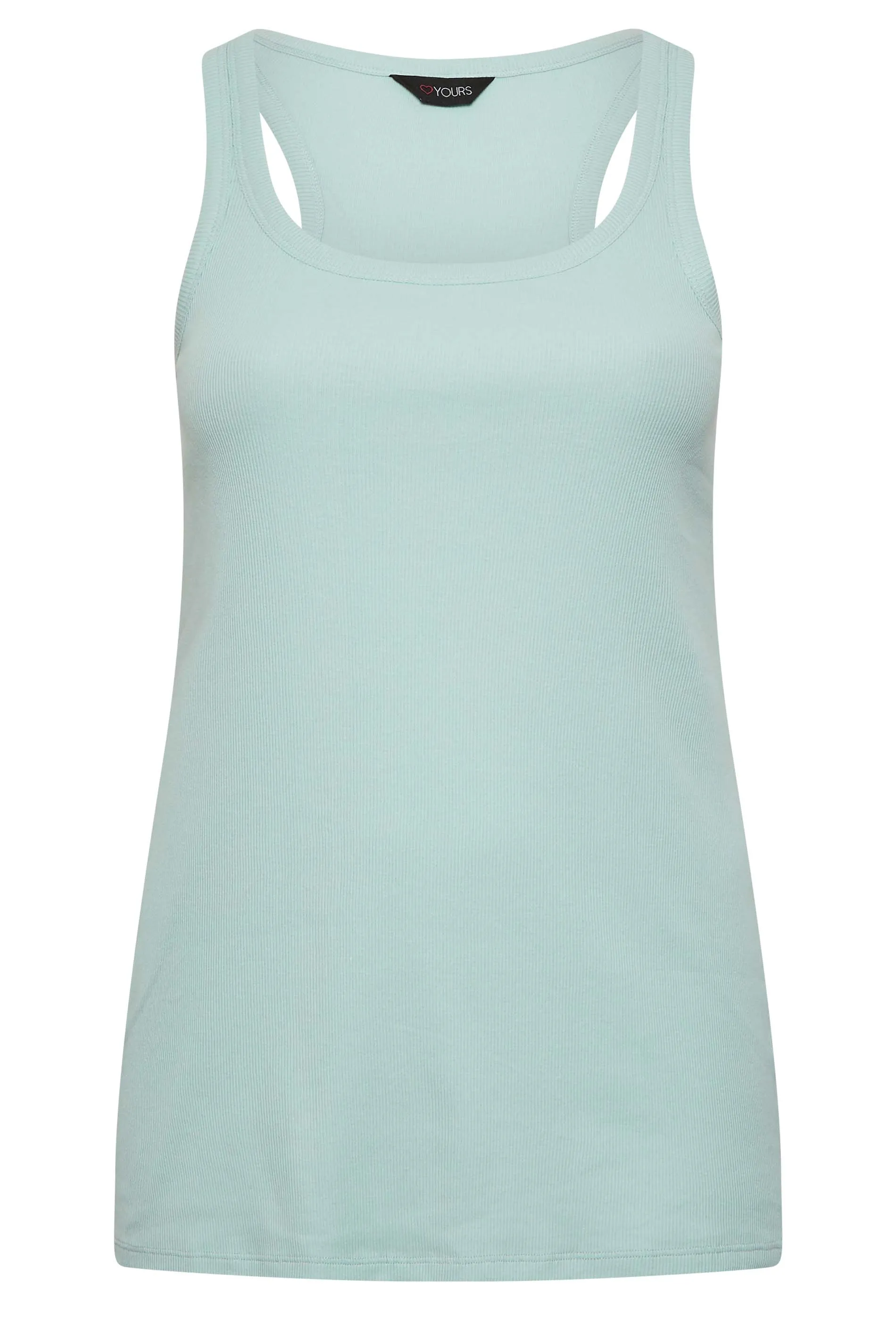 YOURS Curve Mint Green Ribbed Racer Back Vest Top